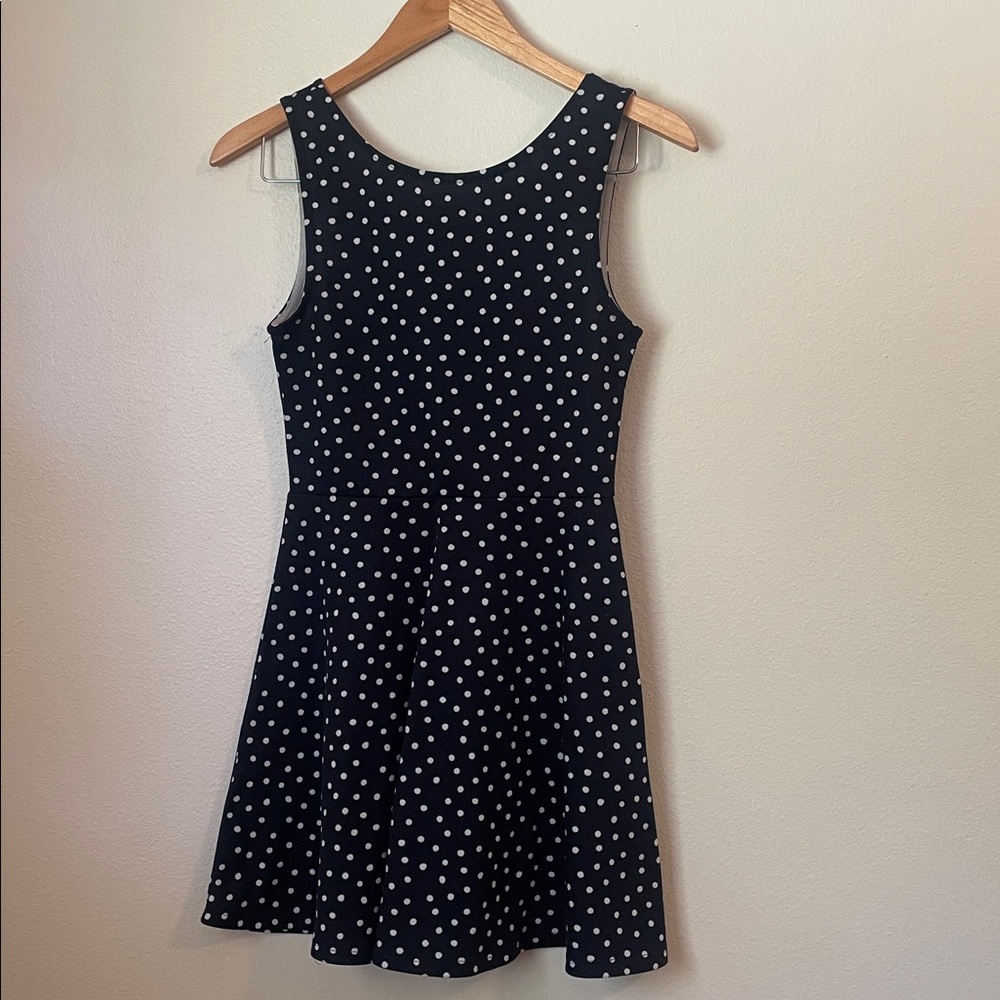 H&M Dark Blue Dress with White Dots